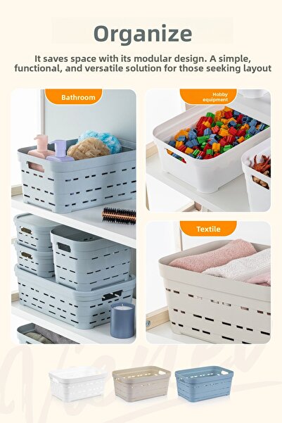 Vienev Cutie de depozitare perforată de 10,8 litri, 4 bucăți, albă