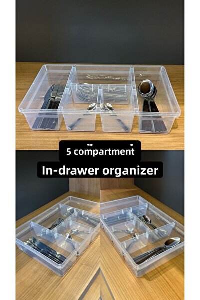 Bayev Nova 5 Compartment Drawer Organizer Cutlery Box Without Lid - Kitchen Organizer