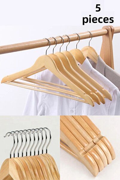 Comprox Ξύλινη κρεμάστρα Κρεμάστρα Κρεμάστρα Κρεμάστρα Βερνικωμένη 5 Τεμάχια Premium Ποιότητας