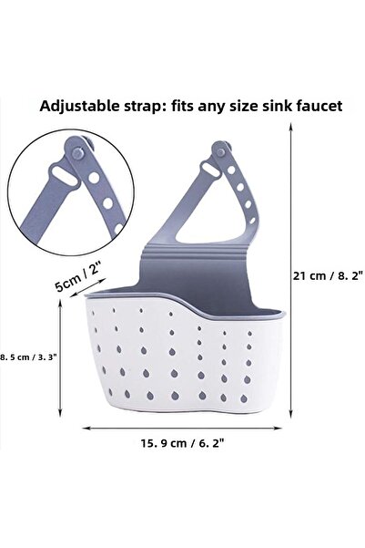 seahome Silicone Hanging Kitchen Basket, Sink Sponge Holder with Strap, Kitchen and Bathroom 1 Piece M-1889