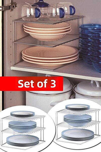 Kitchen Store 3 kusy držáku na talíře 3-patrové kuchyňské talíře a organizér ...