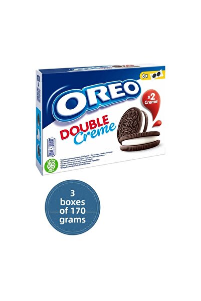 Oreo 170 جرام بسكويت كريم مزدوج بالفانيليا - 3 قطع