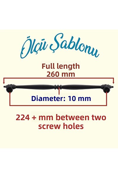Badem10 Mobilier de lux Petek, sertar de bucătărie, mâner pentru dulap, mâner plat din metal, mâner negru de 224 mm