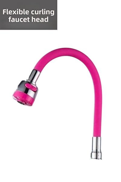 CocoVia صنبور سيليكون مرن وملون - صنبور قابل للتجعيد ورأس كوبار (وردي)