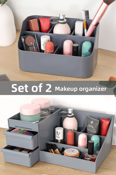 Meleni Home مجموعة من قطعتين من منظم المكياج - مستحضرات التجميل والعطور والمج...