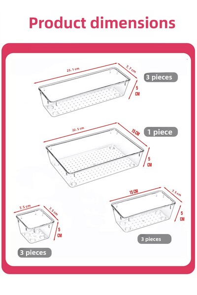 FİTHOME Set of 10 Multi-Purpose Drawer Organizer Clear Organizer Makeup Jewelry Organizer
