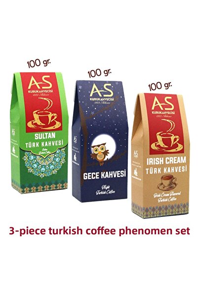 AS Kurukahvecisi 3-Piece Turkish Coffee Phenomenon Set (NIGHT, IRISH, SULTAN)