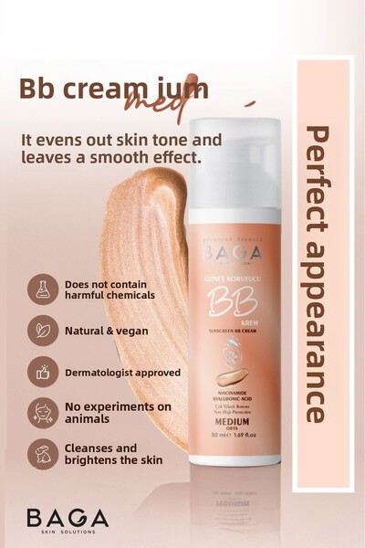Baga يساعد كريم Bb بعامل حماية من الشمس SPF 50+ على منع تكوين العيوب المتوسطة...