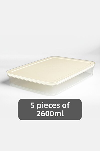 Mutfak Köşesi 5-Piece White Refrigerator Organizer - 2600 ml Storage Container for Microwave, Freezer and Freezer