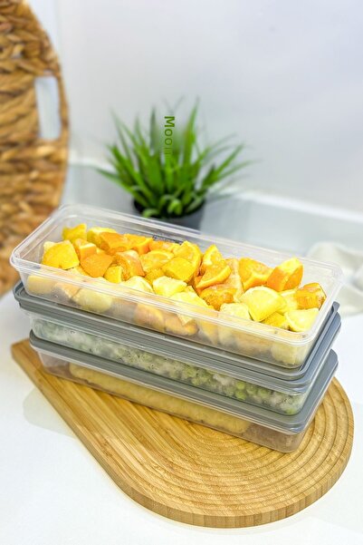 FİTHOME 3-Piece Fridge Organizer - Anthracite Microwave Freezer Organizer, 3 X 1170 ml Convenient Storage Container