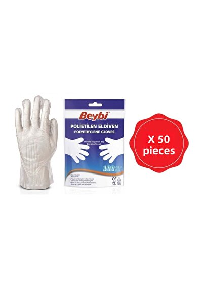 Beybi Pet (Polyethylene) Transparent Gloves 100 Pack - 50 Packs