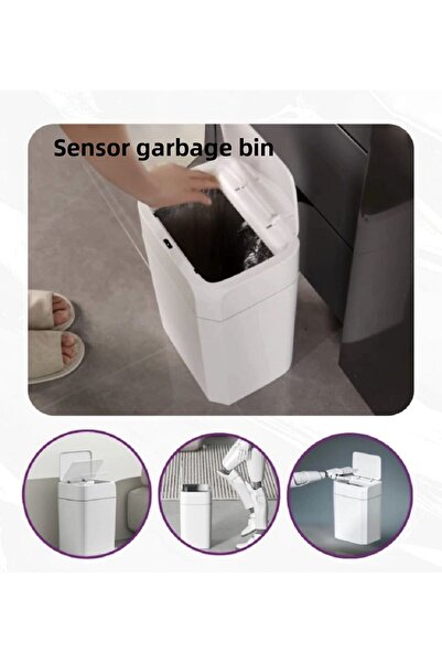 Reis Home Λευκός κάδος απορριμμάτων 12L με αισθητήρα, εγχώριας παραγωγής, ιδανικός για χρήση στην κουζίνα και στο γραφείο