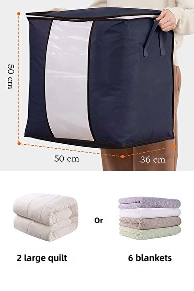 REKHOME 3 bucăți de fereastră, albastru bleumarin, pernă, cuvertură, pulover / 50x50x36
