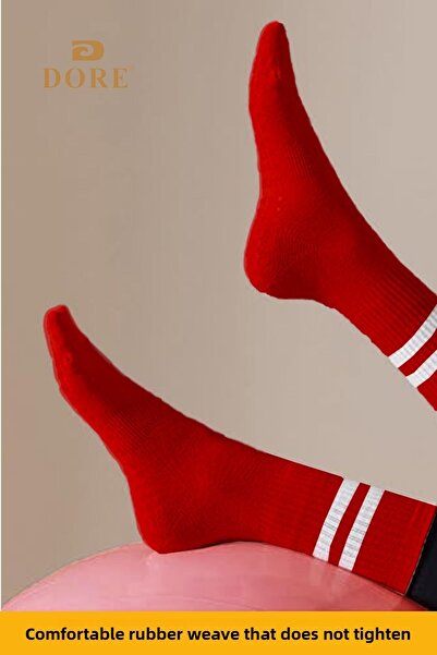 Dore Original Unisex 3 Pairs Non-Slip Pilates and Yoga Plates Non-Slip Sole Socks Black White Red