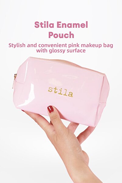 Missha Stylish and Convenient Bright Surface Pink Makeup Bag Stila Enamel Pouch (Pink)