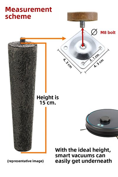 GLASWEN 2 bucăți picioare din lemn 15 cm verde pădure cu șuruburi M8 și accesorii de conectare pentru dulap mobilă scaun canapea suport