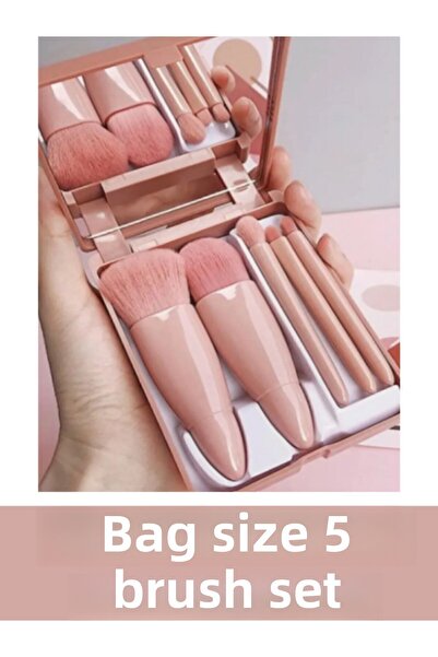 NUNUKO مجموعة فرش مكياج احترافية محمولة مكونة من 5 قطع - فرش مكياج لظلال العيون وكريم الأساس وأحمر الخدود