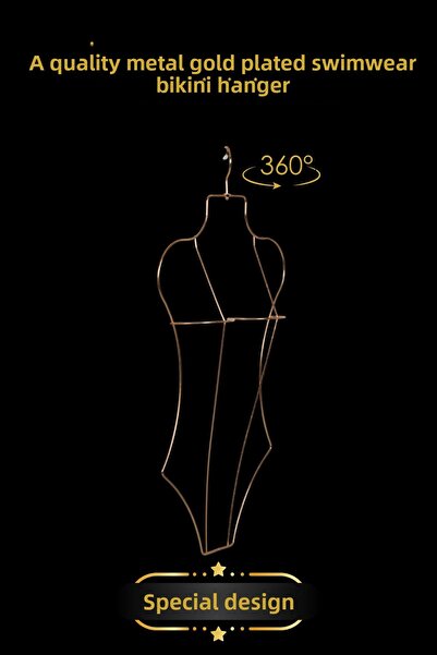 Manken İstanbul 10 bucăți placat cu aur - curea pentru bikini în formă de corp metalic și umeraș pentru lenjerie de corp