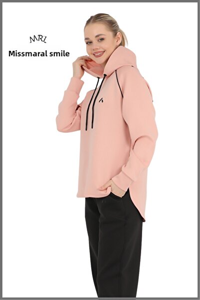 missmaral Scuba Fabric Hooded Baby Raglan Sleeve Women's Sports Sweatshirt