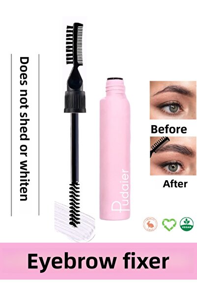 NUNUKO شمع الحواجب 3 في 1 لتثبيت وتشكيل الحواجب - فرشاة الحواجب الوردية ومشط ...