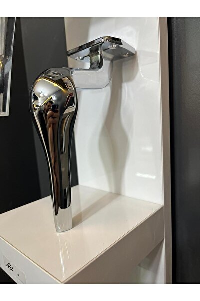 Taşkın Aksesuar Picior metalic pentru lingură 21 cm Culoare cromată Bibliotecă Fotoliu Unitate TV Dulap Noptiera Picior mobilier modern Argintiu