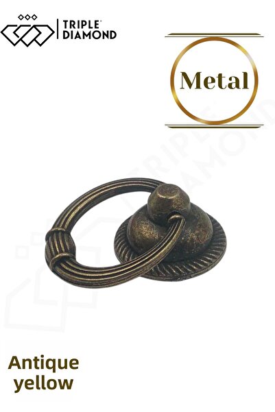Triple Diamond Antique Yellow Single Ring Handle Button Cabinet Drawer Pendulum Handles for Kitchen Furniture Diameter (5Pcs)