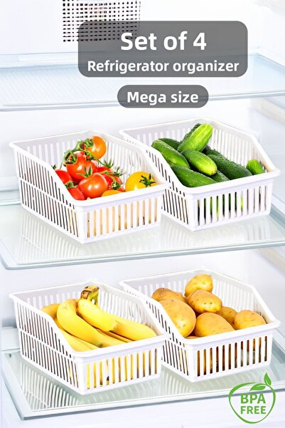 Meleni Home ثلاجة كبيرة الحجم مكونة من 4 قطع - منظم منظم