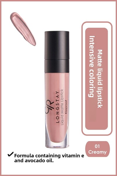 Golden Rose أحمر شفاه سائل مطفي لونج ستاي رقم 01 كريمي - ليكيت مات روج