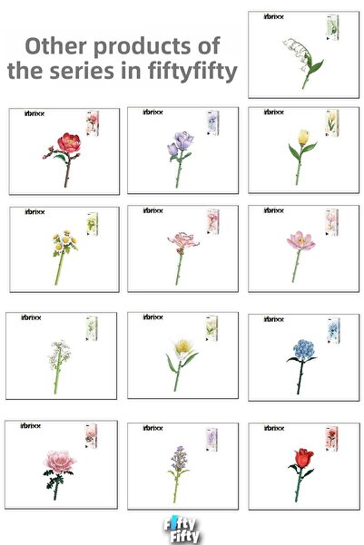Vagonlife Panlos Inbrixx Series Decorative and Collectible Rose Flower Model 30 Piece Building Set -Ffpp655043