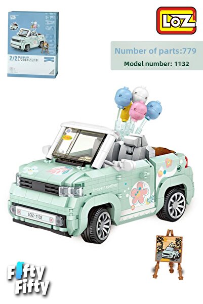 Vagonlife Turquoise Convertible Car Toy Shaped 779 Piece Model Set Fflz-1132