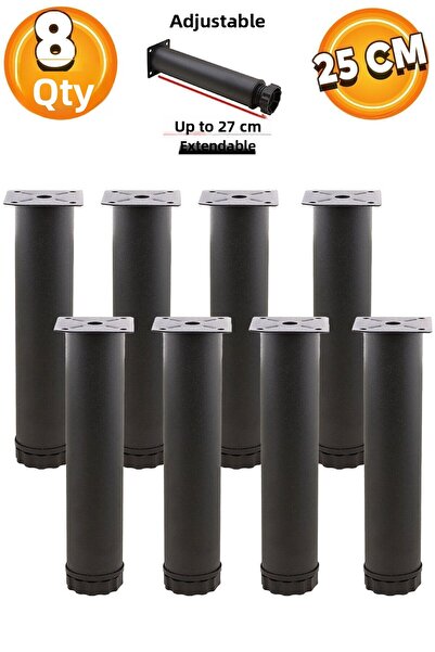 Badem10 Черна регулируема основа за диван - метални крака 25 см, повдигащи се...