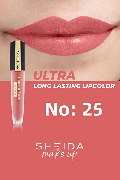 Sheida أحمر شفاه سائل غير لامع يدوم طويلاً - صبغة مكثفة وفيتامين E - رقم 25