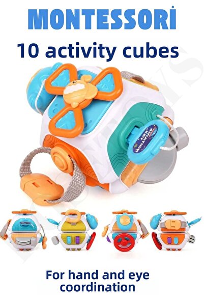 kosetoys لعبة مونتيسوري للأطفال - مكعب التنسيق بين اليد والعين مع 10 أنشطة