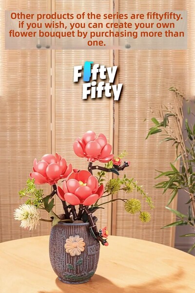 Vagonlife Panlos Inbrixx Series Decorative and Collectible Camellia Flower Model 63 Piece Building Set -Ffp655047