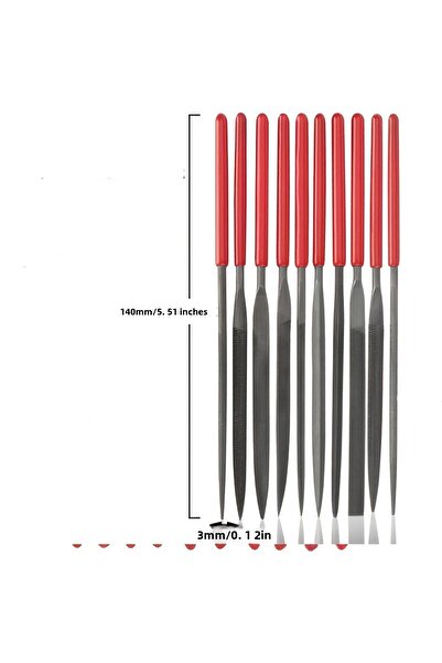 Choice Red 10Pcs Diamond Needle File Set For Jewelry Metal Wood Ceramic Glass Stone Craft Sharping Working
