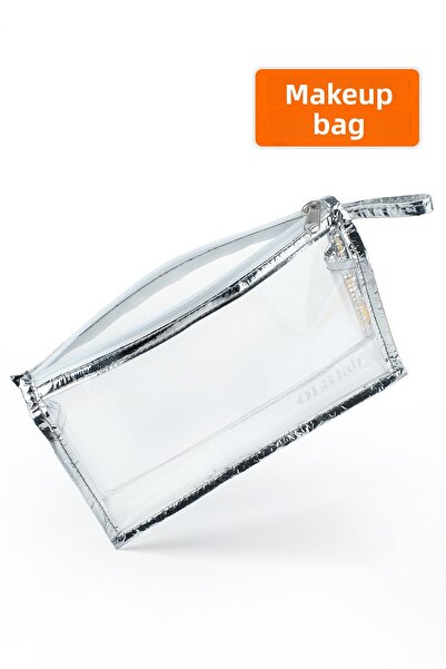 OlaLab حقيبة العناية بالبشرة والمكياج الفضية