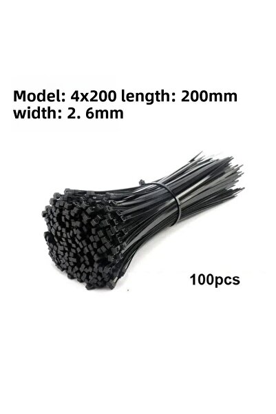 Choice 100 قطعة من حلقات ربط الكابلات السوداء مقاس 4 × 200 مم، حلقات ربط الكا...