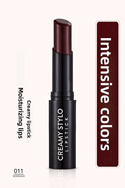 Flormar أحمر شفاه شبه لامع - أحمر شفاه كريمي ستايلو -011 بوردو-8682536013710