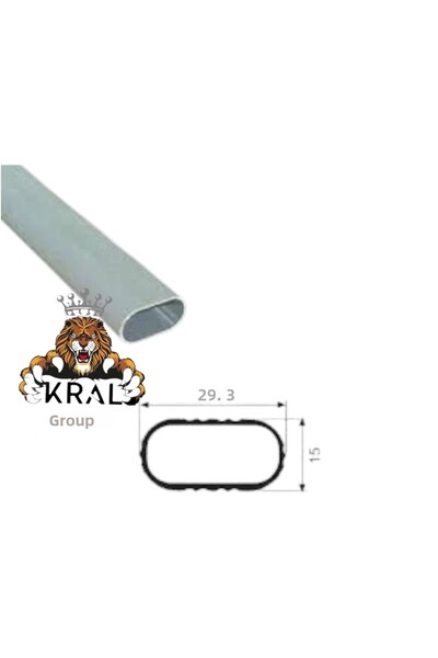 kral hırdavat UMUT ÇALIK Dimensiune personalizată, tub oval din aluminiu de 42 cm pentru agățat în dulap, livrat cu 2 șuruburi cu flanșă.
