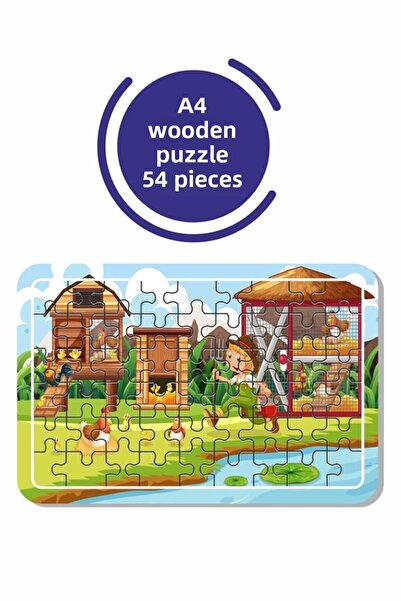 LİPYOS لغز المزرعة والدجاج والديك والفرخ وأنا A4 54 قطعة، لعبة، منشار قطع