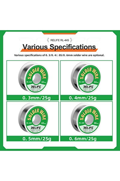 Choice RELIFE RL-445 0.3/0.4/0.5/0.6mm High Purity Solder Wire Rosin Core Tin Wire Various Electronic So...