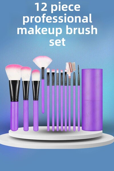 Clevora مجموعة فرش مكياج ذات رأس ناعمة مكونة من 12 قطعة - مجموعة فرش مكياج احترافية للعين والوجه