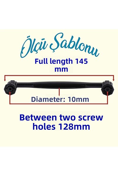 Badem10 Metal Negru Mobilier Metal Negru 128MM 12.8CM Dulap Sertar Bucătărie