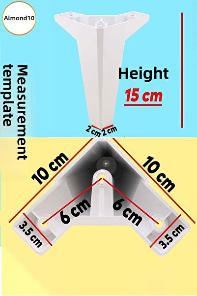 Badem10 Λευκά πόδια βάσης 15 cm - Καναπές πολυτελείας επίπλων Cedar, μονάδα τηλεόρασης και πόδι πολυθρόνας (4 ΤΕΜ)