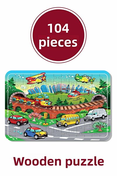 Baskı Atölyesi أحجية خشبية مكونة من 104 قطعة من المركبات البرية والجوية