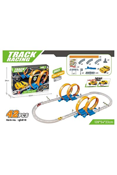 FUNFY مجموعة سيارات سباق السرعة القصوى | مع مضمار وسيارتين | بلاستيك | سيارة سحب وإطلاق