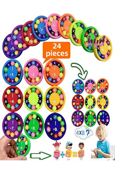 Hyd 24 Pcs Math Wheel Fidget Spinner Stress Wheel Four Process Learning Educational Toy