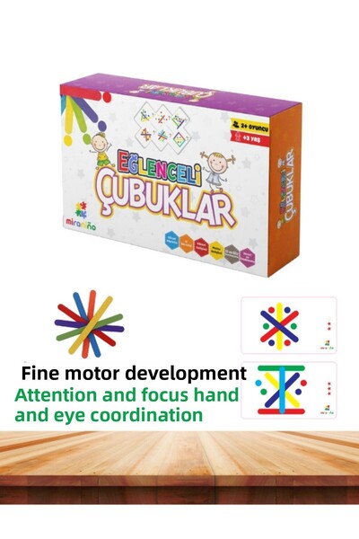 miranino العصي الملونة - لعبة صندوق تعليمية للتنسيق بين اليد والعين مع بطاقة ...