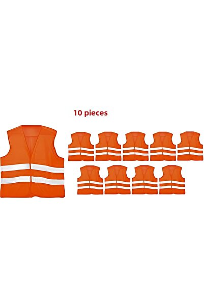 ACR Giyim Tekstil Forma Baskı Pack of 10 Reflective Motorcycle Scooter Orange Warning Vest – Night Visibility Enhancing Safety Vest