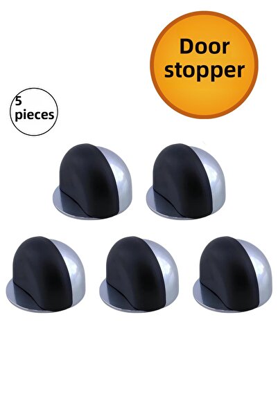 NUBLADO Буфер за врата Half Moon, 5 броя, винт, метален, тежък, държач за бърз стопер за врата, хромиран, сребрист.